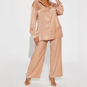 Gold pink satin set fashion nova.